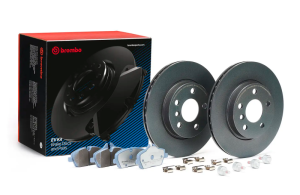Acura TL Brake Pads + Rotors - Front + Rear - R1 Concepts - Drill & Slot Carbon Coated Rotors + Perf Sport Pads - `99-`08